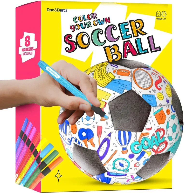 Soccer Ball Coloring Kit for Kids - Soccer Gifts for Girls & Boys - Sports Gifts - 3 4 5 6 7 8 Year Old Boy Birthday Gift - Craft Kits for Kids Ages 4-8 - Boy Toys for 4 Year Old - Games Accessories