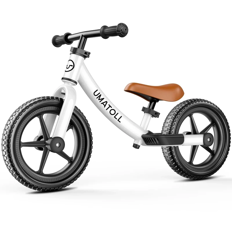 Umatoll Toddler Balance Bike 2 Year Old, Kids Bike Toy for 18 Months to 5 Years Old, Tool-Free Adjustment, Birthday Gifts for 2-3 Boys Girls, No Pedal (White)