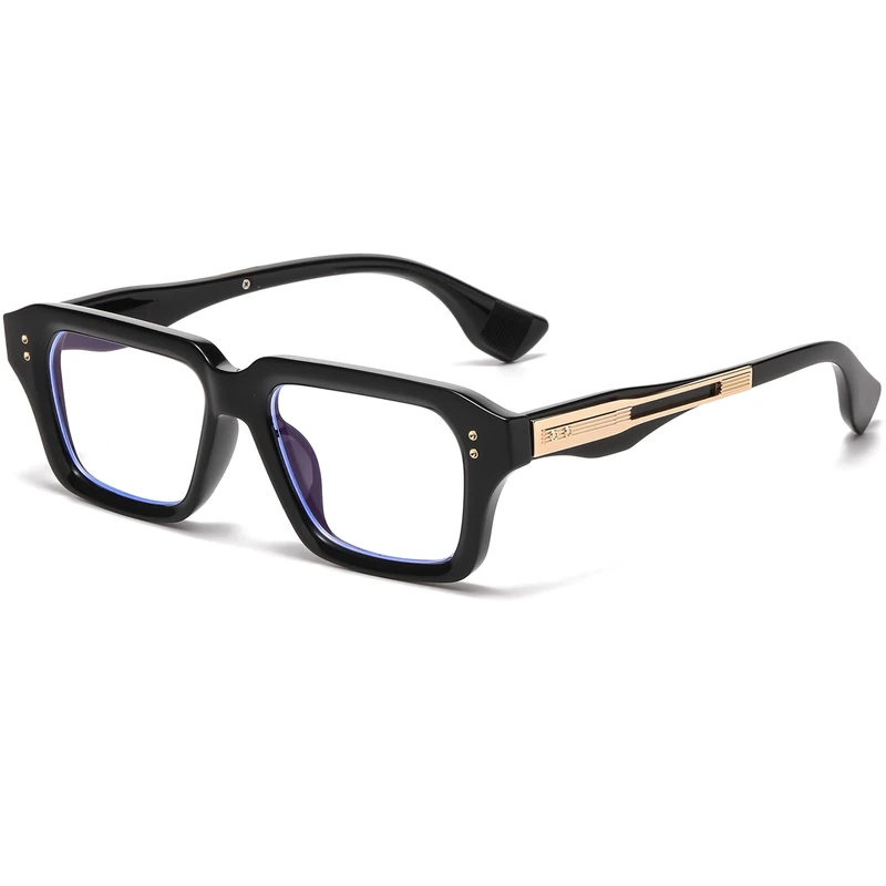 AIEYEZO Fashion Square Blue Light Glasses for Men Women Retro Thick Frame Blue Light Blocking Computer Glasses (Black)