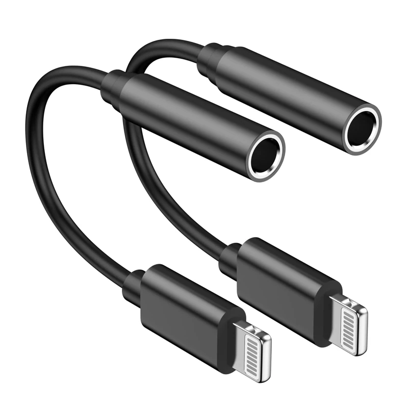 Belcompany MFi Certified Lightning to 3.5mm Headphone Adapter - 2 Pack