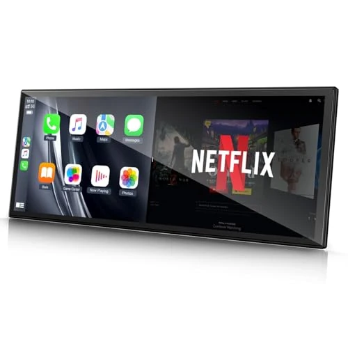 LAMTTO Upgraded 10.25'' Wireless Carplay Screen with Netflix YouTube Apps and Backup Camera Built-in Entertainment Video Box Navigation Voice Assistant for iOS 10+ Android 11+