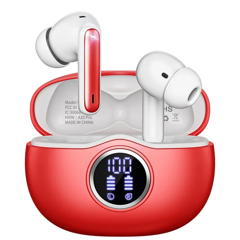 Fhumsh Wireless Earbuds - 50H Playback, LED, Bluetooth 5.3, IPX7