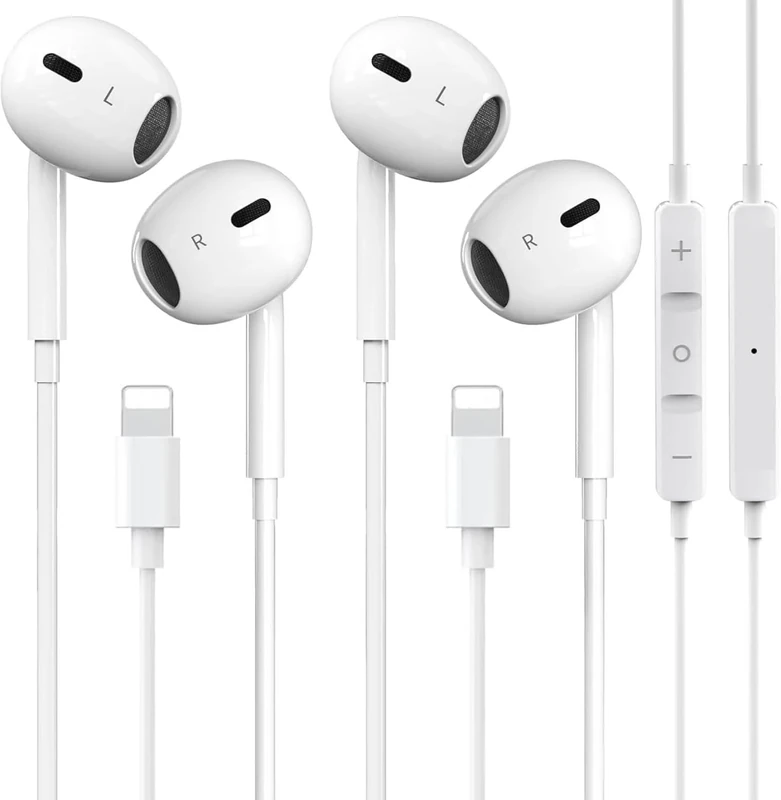 Pcwfbzf 2-Pack Wired iPhone Earbuds with Mic & HiFi Stereo