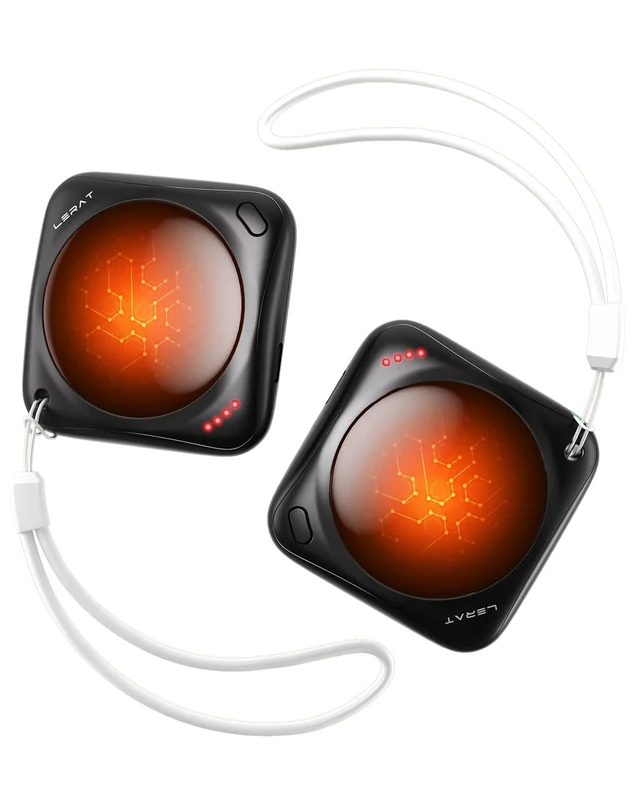 Lerat Hand Warmers Rechargeable, 2 Pack Electric Hand Warmers, Reusable Portable Pocket Handwarmers, USB Rechargeable, Gifts for Men & Women, Indoor Outdoor Use, Hiking, Skiing, Camping, Huntingk
