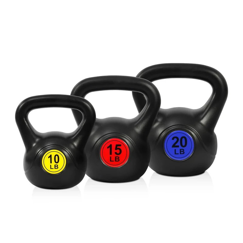 Fitvids Kettlebell Sets 3 Piece Strength Training KettleBells Weight Set 10lb, 15lb, 20lb Kettle Bell