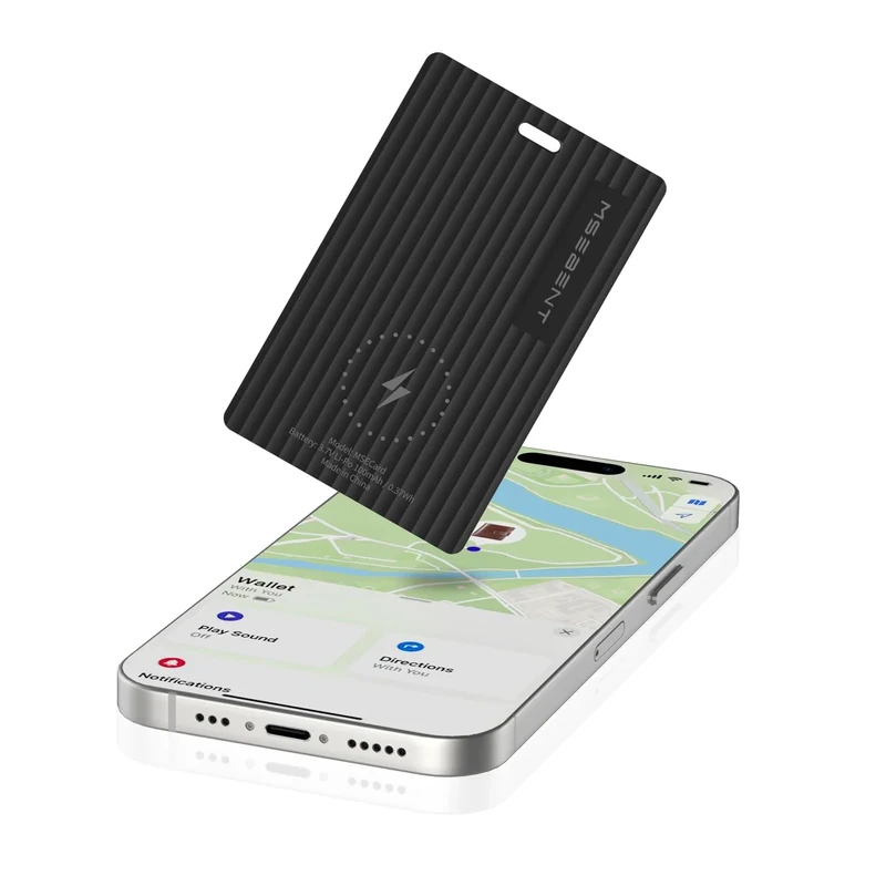 MSEBENT Slim Smart Tag Wallet Tracker Card, [Apple MFi Certified], Wireless Charging Tracking Card, Work with Apple Find My, Item Locator for Keys, Bags, Passport, iOS Only, IP67 Waterproof, 1 Pack