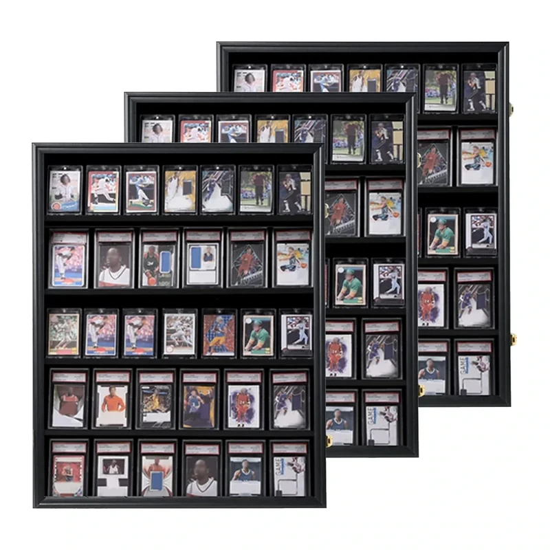 KCRasan 3 Pack 35 Graded Sports Card Display Frame -Baseball Card Display Case Lockable - Trading Card Collector Wall Display Holder for Basketball Football Cards, UV Protection Acrylic