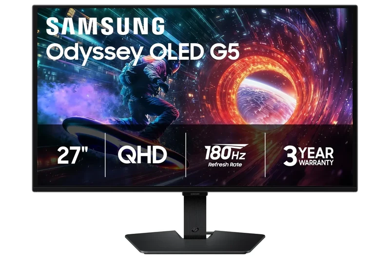 Samsung 27” Odyssey OLED G5 (G50SF) QHD & QD-OLED Gaming Monitor, 180Hz Refresh Rate, 0.03ms (GtG) Response Time, NVIDIA G-Sync Compatible, AMD FreeSync™, LS27FG500SNXZA