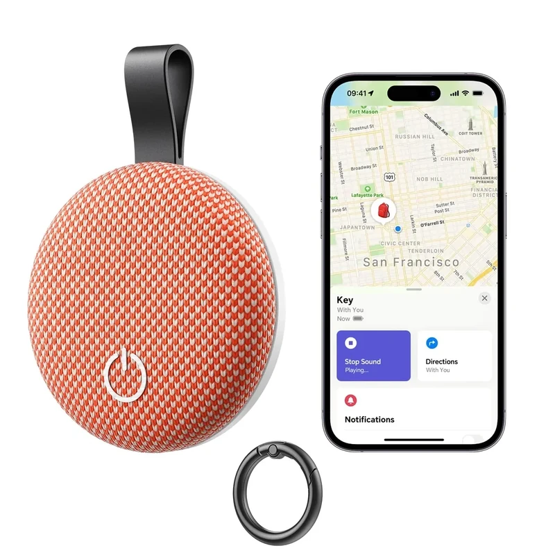 Air Tracker Tag-1 Pack, [Apple MFi Certified] Smart Tag for Apple Find My App (iOS Only), 2025 New Bluetooth Tracker Tag Item Finder for Pet, Key, Luggage, Bike, Wallet, & More (Orange, 1)