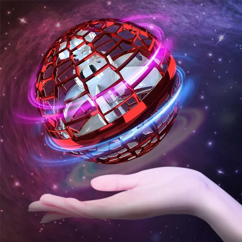 Upgraded 2025 Flying Orb Ball Hover Orb Hand Drone Kids Galaxy Boomerang Ball Cosmic Spinner Globe Magic Flying Spinner Floating Balls Indoor Outdoor Cool Toys Gifts for Kids Ages 6+ Boys Girls Red
