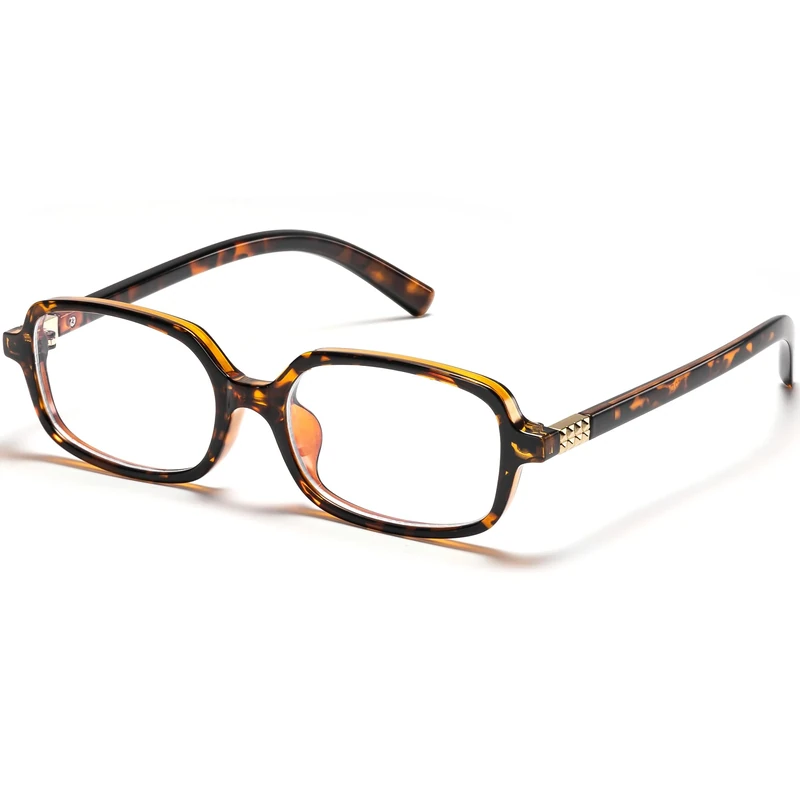 hnbliv Retro Rectangle Blue Light Blocking Glasses for Women 90s Fake Eyeglasses Y2K Fashion Computer Glasses Tortoise Frame