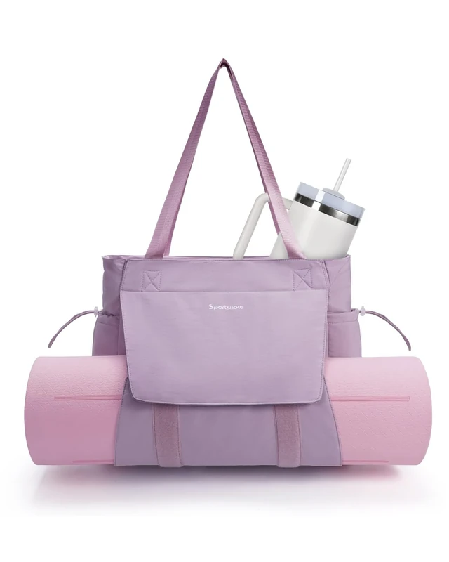 sportsnew Yoga Mat Bag Tote Yoga Gym Bags For Women Men with Waterproof Wet Pocket & Hook-and-loop, Quick Access Storage Yoga Mat Bag Carrier, Lavender
