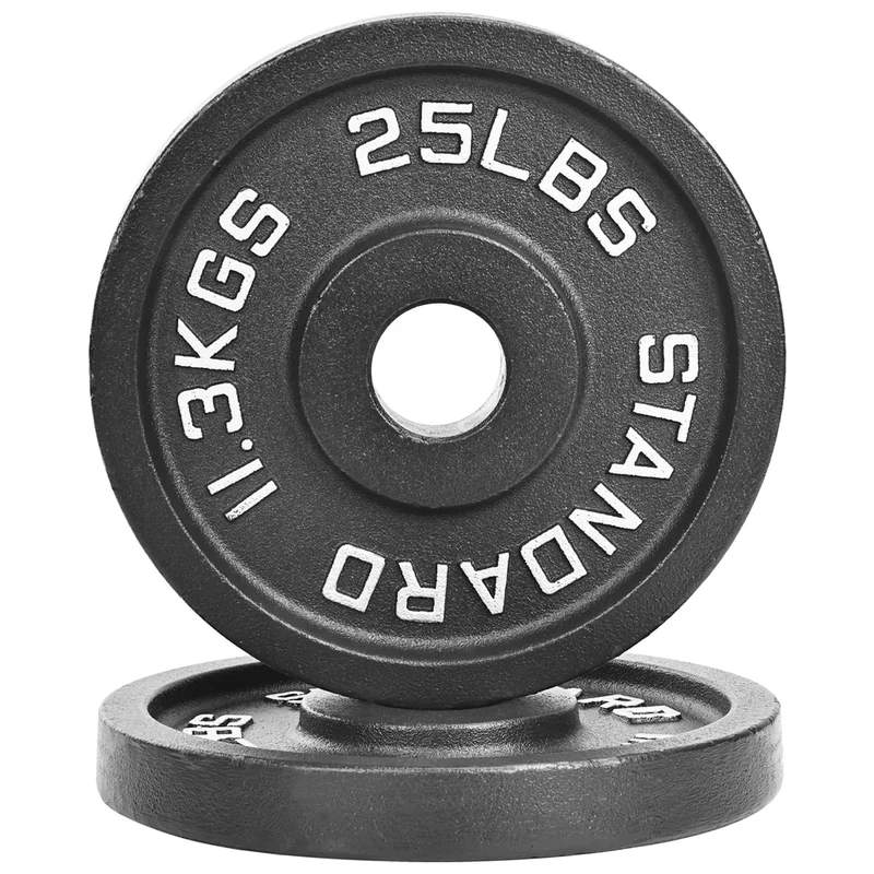 Fitvids Olympic Cast Iron 2-Inch Weight Plate for Strength Training & Weightlifting, 25LB (Pair)