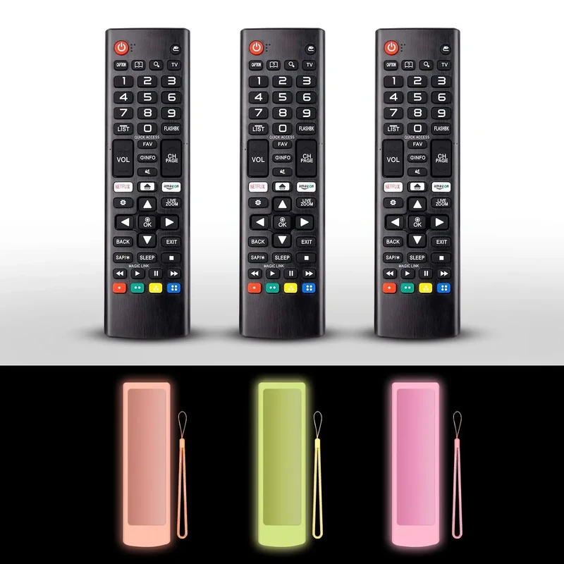 (3+3 Packs) Universal Replacement Remote No Setup Fit LG All TV Remote with Anti-Lost Soft Protective Silicone Cover Yellow & Orange & Pink Compatible with LG All Smart LCD LED HDTV UHD OLED 3D 4K TVs