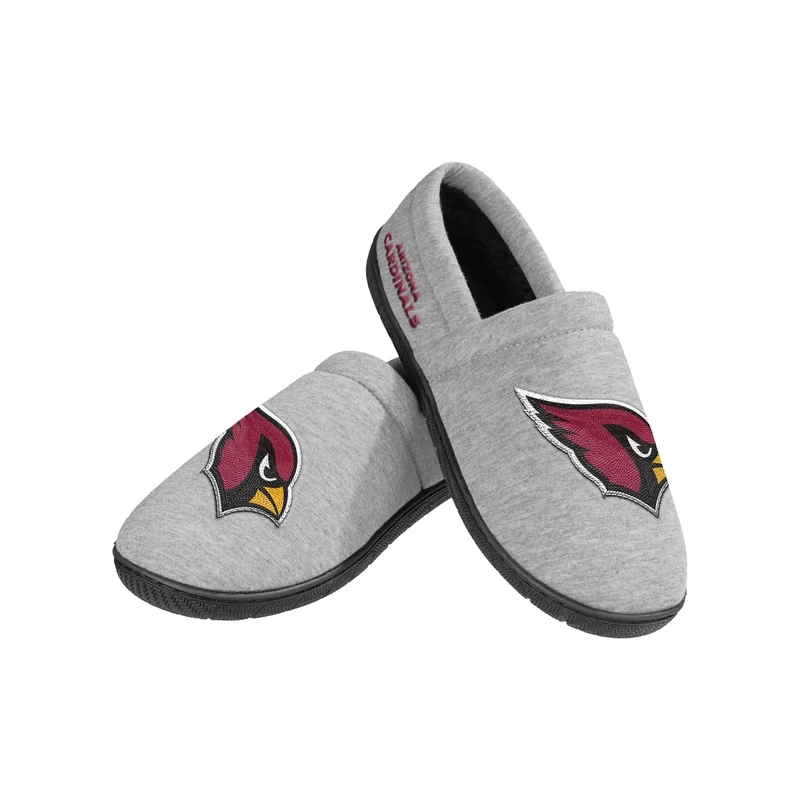 FOCO NFL Men's Officially Licensed Embroidered Primary Logo Gray Team Color Football Sherpa Moccasins Slippers - Arizona Cardinals - (Medium 9-10)