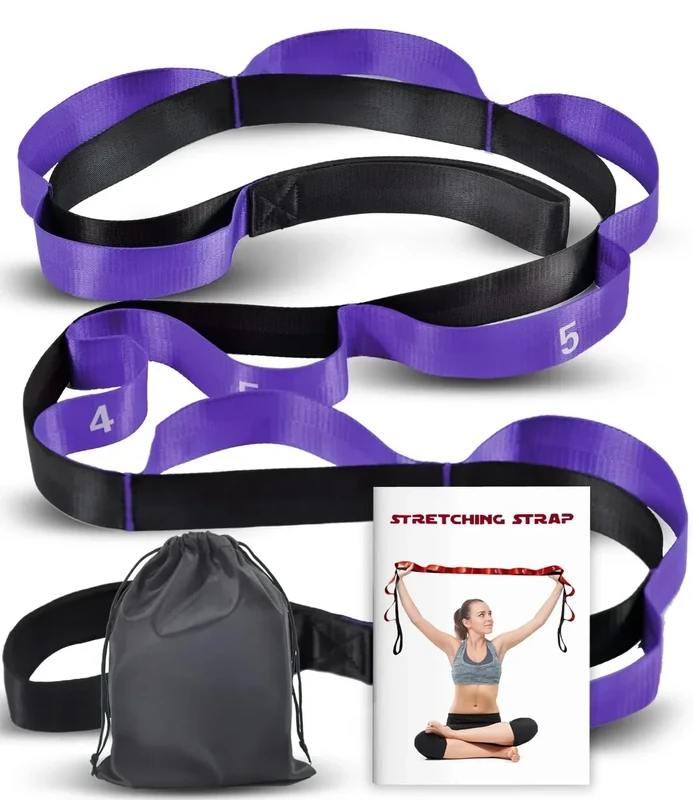 Acozycoo Stretching Strap with 10 Loops-Yoga Strap for Physical Therapy,Home Workout,Pilate & Flexibility Training,Non Elastic Exercise Stretch Band for Hamstring,Leg Stretcher Belt,Flexibility Fascia (Purple)