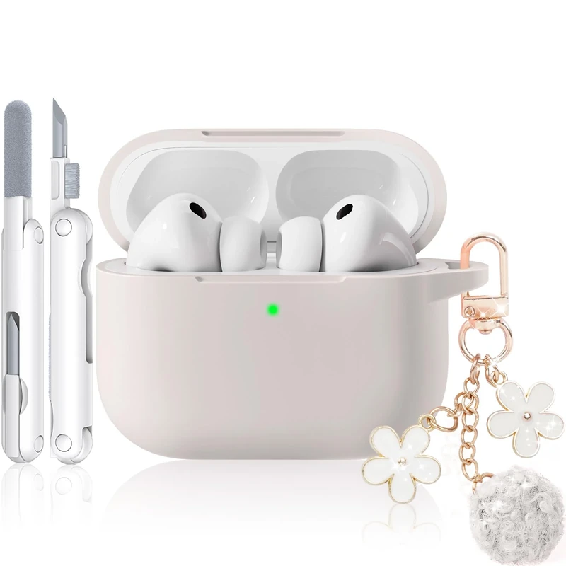 TNSNK Silicone AirPods Pro 3 Case with Cleaner & Keychain - Girly