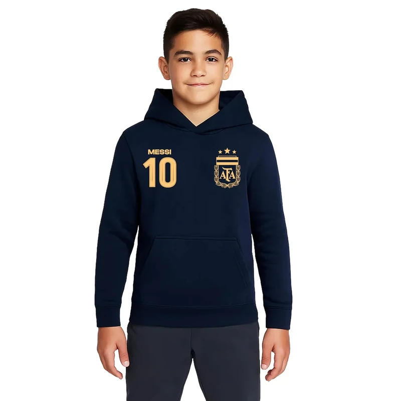 Icon Sports Officially Licensed Argentine Football Association Lionel Messi Pullover Hoodie - Unisex Kids - AFA117PH Navy YM