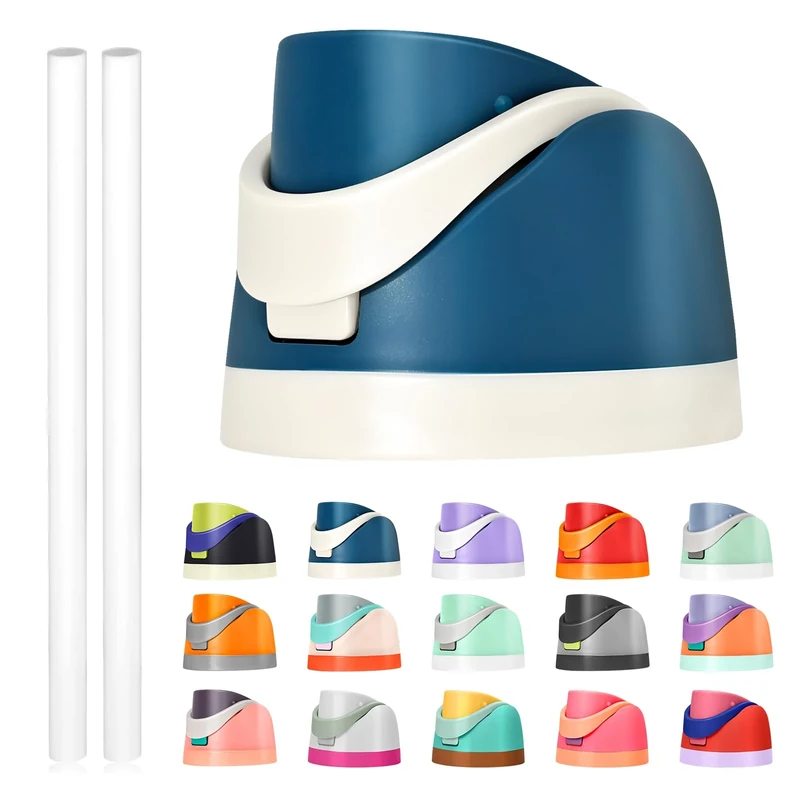 Replacement Lid for Owala Freesip, Compatible with Owala Cup 16oz 24oz 32oz 40oz, One Button Water Bottle Top Lid Replacement Accessory and Straws, Leakproof, BPA-Free (peacock B)