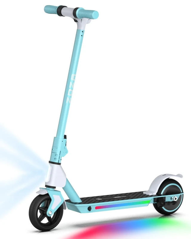 ZK01 Electric Scooter for Kids Ages 6-12, 5/7.5/10 MPH Speeds, 130W Motor, Double Brake, LED Display & Colorful Lights,Foldable Electric Scooter,Ideal Gift for Kids(Riders 3.9-5.2 ft)