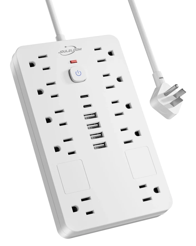 JouleLoom Surge Protector Power Strip,10 Outlets(1850W/15A) with 6 USB Ports (2 USB C), 6 Feet Extension Cord Wall Mount Power Strip, ETL Listed for Home, Dorm Room