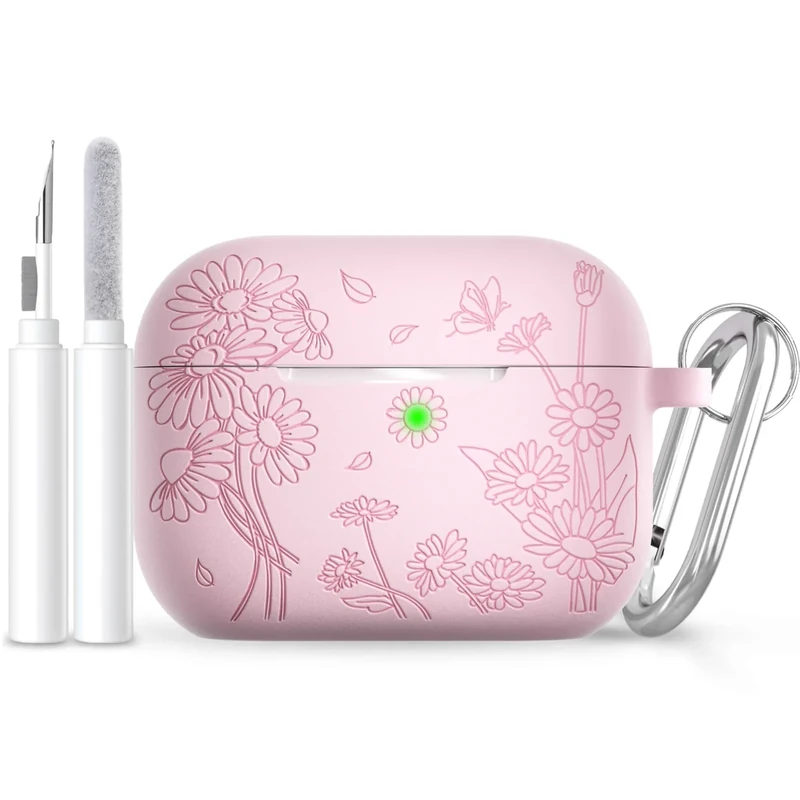 DamonLight Daisy Case for AirPods Pro 3 - Shockproof, Pen & Keychain
