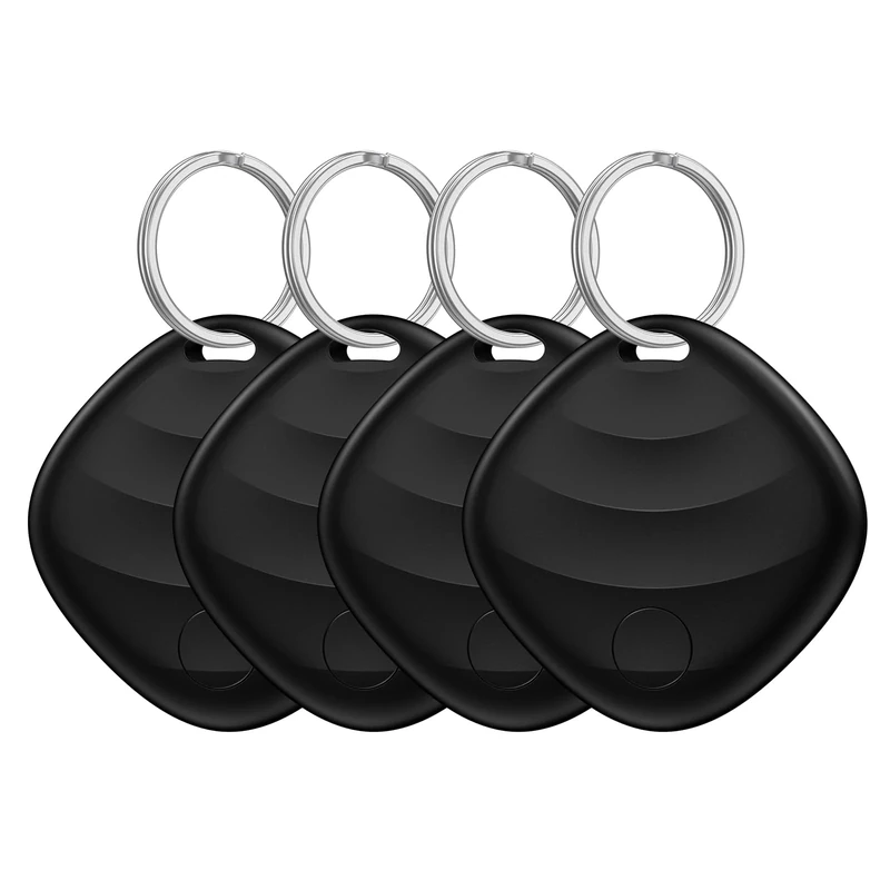 Key Finder, Bluetooth Tracker Locator Pairs with Apple Find My (iOS only), Item Finder for Keys,Wallet,Pets,Bag,Backpack and Suitcase, 400ft Range Smart Tracker Tags,Compatible with iOS (Black 4Packs)