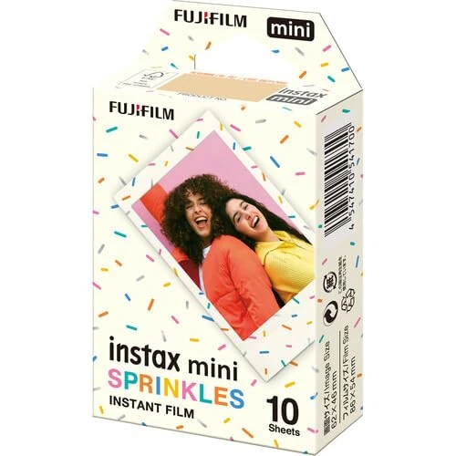 Fujifilm Instax Mini Film Variety Pack – Contact Sheet, Stone Gray, Sprinkles, Rainbow, Pink Lemonade, Mermaid Tail – (10 Sheets) – Compatible with Mini Cameras (Sprinkles / 10 Sheets)