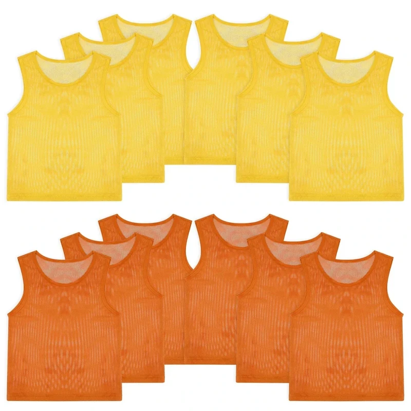 PEASUG Pinnies, 12 Pcs Soccer Pinnies, Mesh Practice Jersey Scrimmage Vest Team Soccer Pennies for Sports Kids/Youth Lightweight