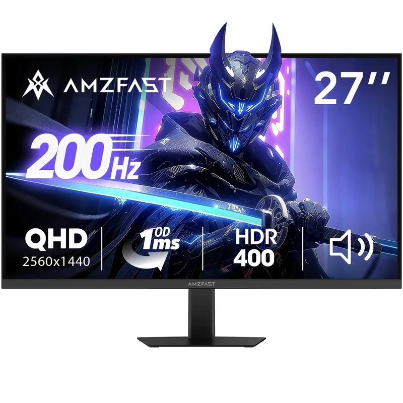 Amzfast 27" 200Hz Monitor - 27in WQHD 2560x1440 IPS HDR400 FreeSync