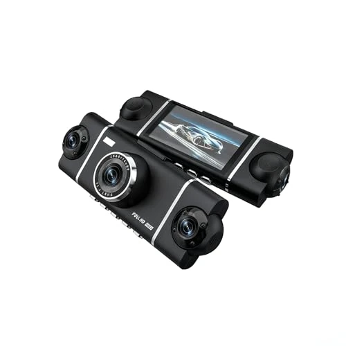 4 Channel 360° Dash Cam Front Rear Inside & Left Right, 4K+1080P*3 FHD Car Camera, 5GHz WiFi & App Control, 8 IR Lamps Night Vision, 24H Parking Mode, G-Sensor, Loop Recording（Silver