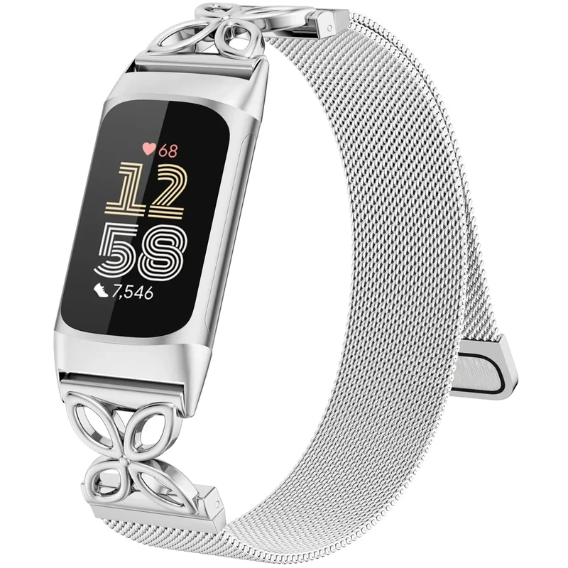 GEAK Floral Metal Mesh Band for Fitbit Charge 6 & 5 - Loop