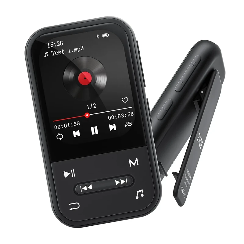 128GB MP3 Player - Clip MP3 Player with Bluetooth 5.3, Portable Music Player with FM Radio, Voice Recorder, Pedometer, Mini Design Ideal for Sport, Earphones Included