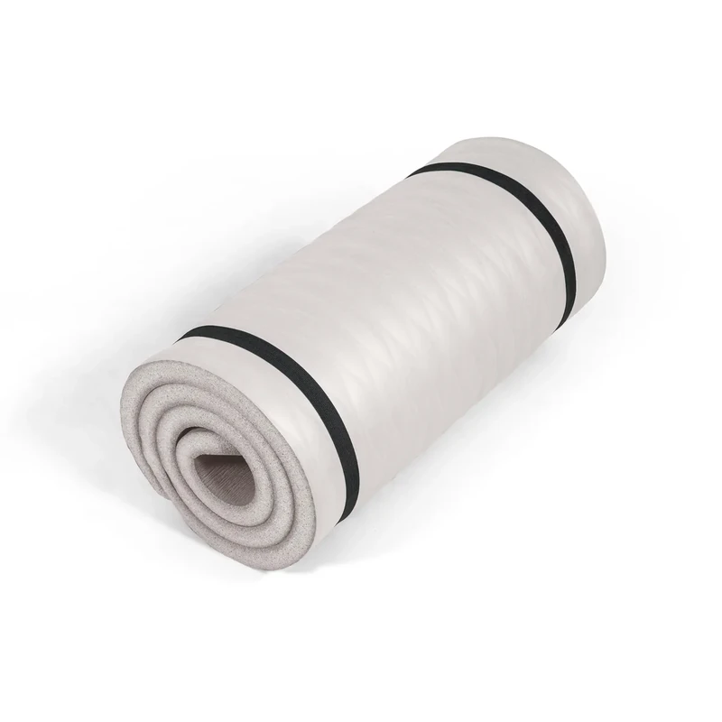 Tone Fitness Premium Extra Thick 1-Inch High Density Exercise Mat with Carry Strap – Non-Slip Workout, Pilates, and Yoga Mat for Home Gym - Color Beige - Mesh Pattern