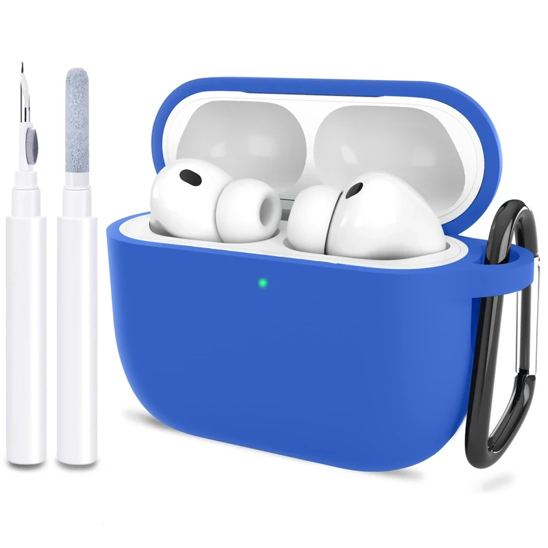 ATUAT Compatible with AirPods Pro 3 Case, Protective Soft Silicone Cover with Keychain Cleaning Kit for Women Men for Apple AirPods Pro 3rd Generation(2025), Front LED Visible, Blue