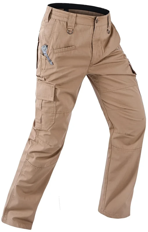 Aorga Cargo Pants for Mens Work Pants Waterproof Outdoor Relaxed Fit Construction Tactical Hiking Pants Lightweight with Pockets Breathable Khaki 36Wx30L