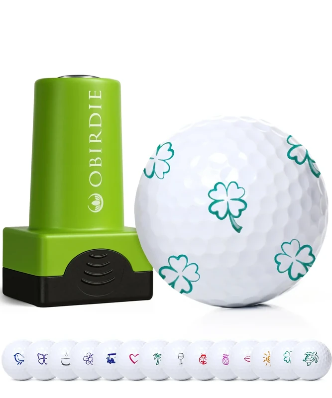 Obirdie Self-Inking Golf Ball Stamp | Chic & Fun Golf Ball Stamper | Fast-Drying, Waterproof Golf Ball Marker Stamp | Reusable Golf Accessories for Women | Golfer Gifts | Golf Gadgets (Clover)
