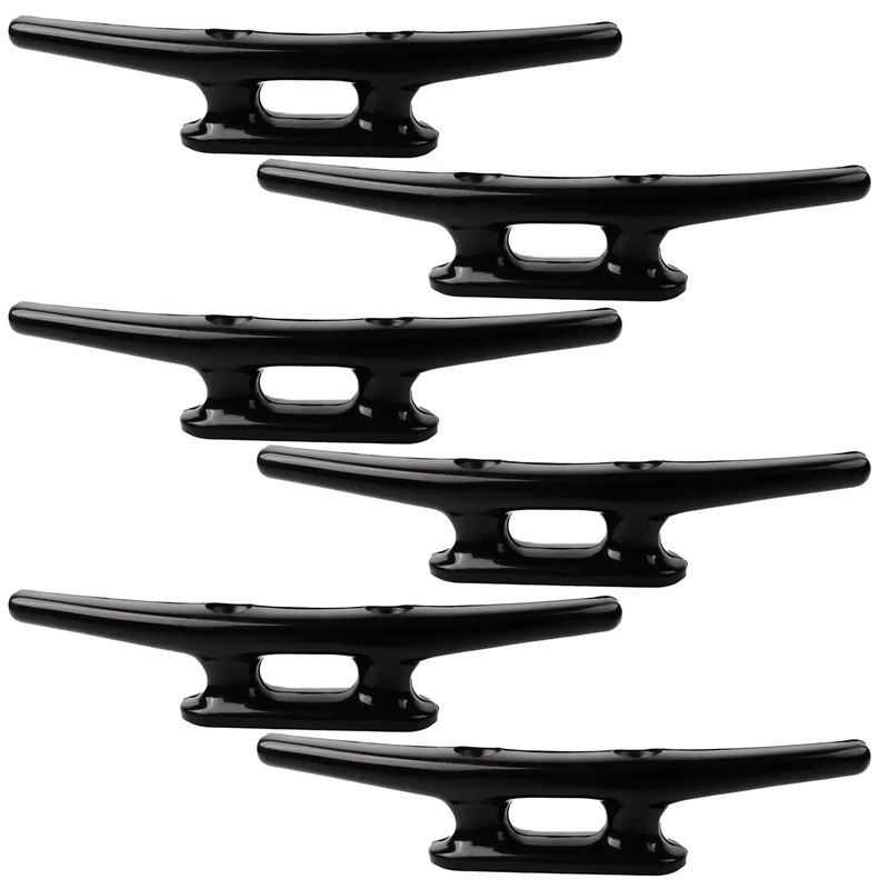 Laorde Nylon Boat Cleats Black, 4"/5"/6"/8", Marine Grade Dock Cleats for Rope, Kayak, Mooring, Canoe, Maritime Decor, Tie Down (5 inch 6 Pack)