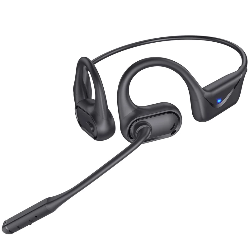 CPTEA Open Ear Bluetooth Headset - 12H Battery, Mic, Sweat Proof Black