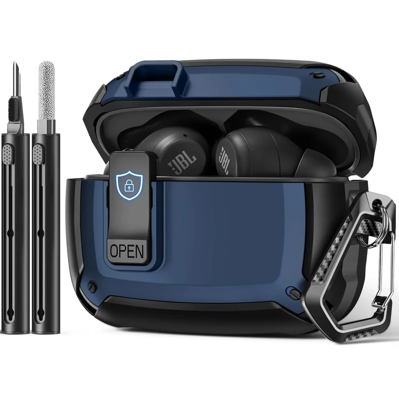 Polislime for JBL Vibe Beam2 Case (2025) / for Vibe Beam Case (2023)/ for JBL Vibe 200TWS (2022) with Lock Clip & Cleaning Kit,Shockproof Protective Headphone Cover