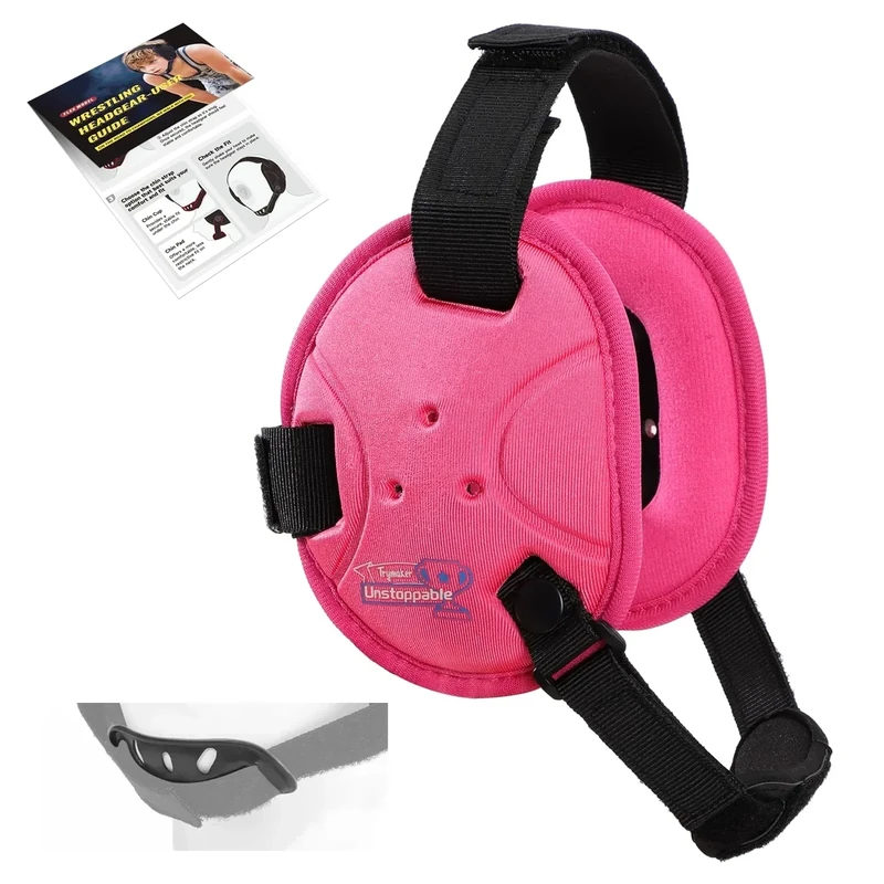 Trymaker Wrestling Headgear, Head Gear for Youth with Chin Cup & Pad, Dual Ear Guard for MMA, BJJ (Head Under 21", Ages 4–9)