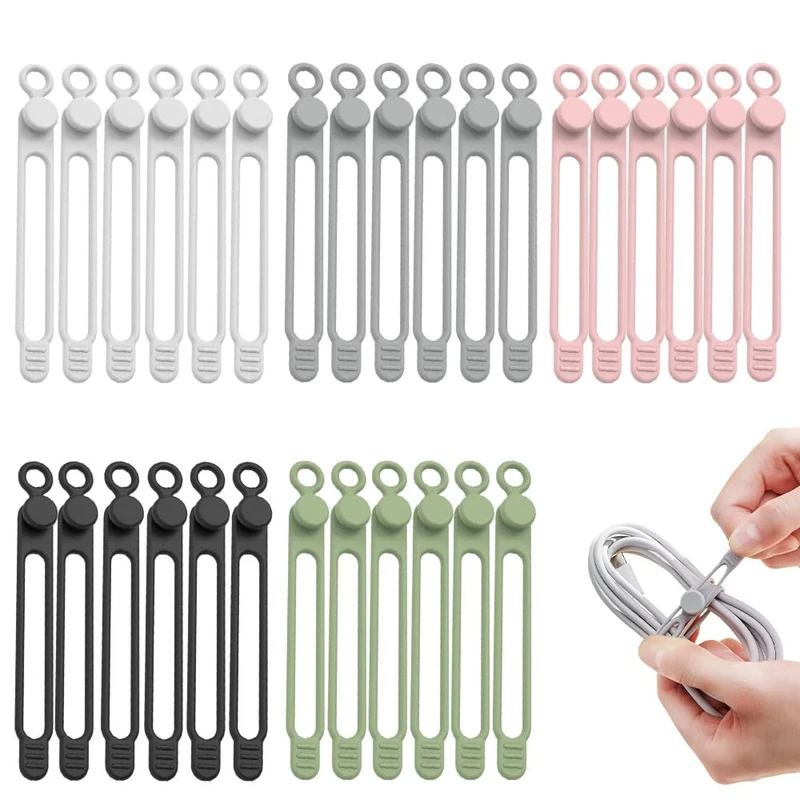 Data Cable Organizer, 2025 Upgrade Reusable Cable Ties Multipurpose Silicone Cable Straps Cord Management Organizer for Earphones Chargers Wires Home Office Travel (30 pc)