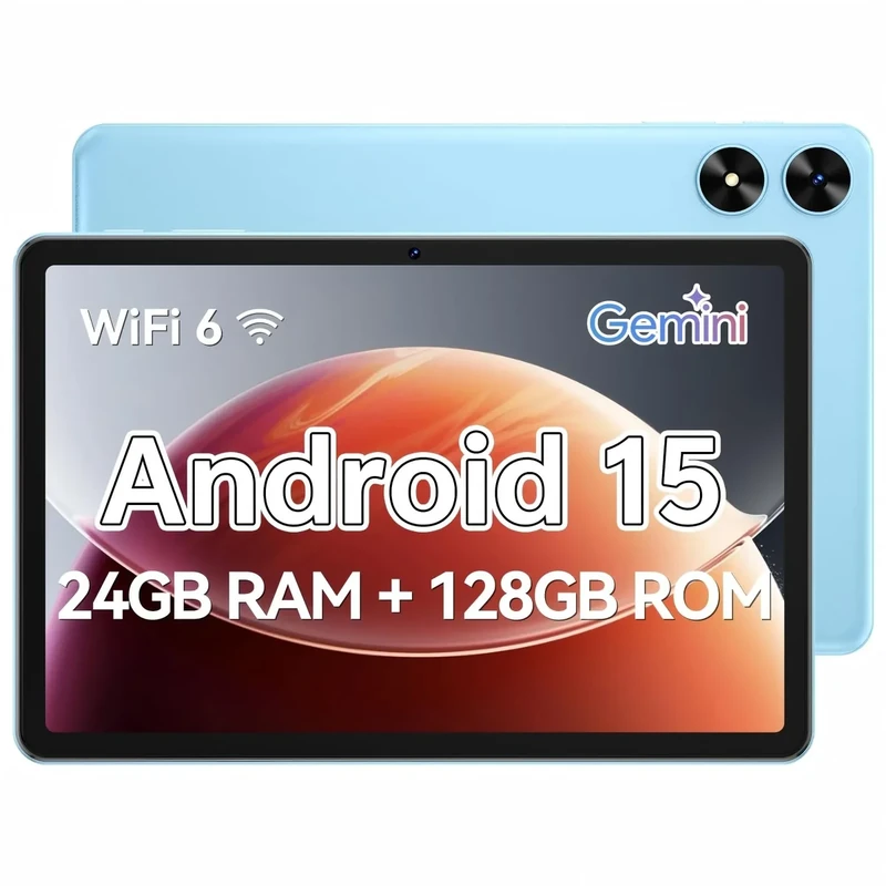 Frameflow Tablet 10.1 inch, Android 15 Tablet with Octa-Core Processor, 24GB RAM 128GB ROM 1 TB Expandable, 1280x800 IPS Touch Screen, GPS, 8H Battery, WiFi 6, BT 5.0, 2MP+8MP Dual Camera (Blue)