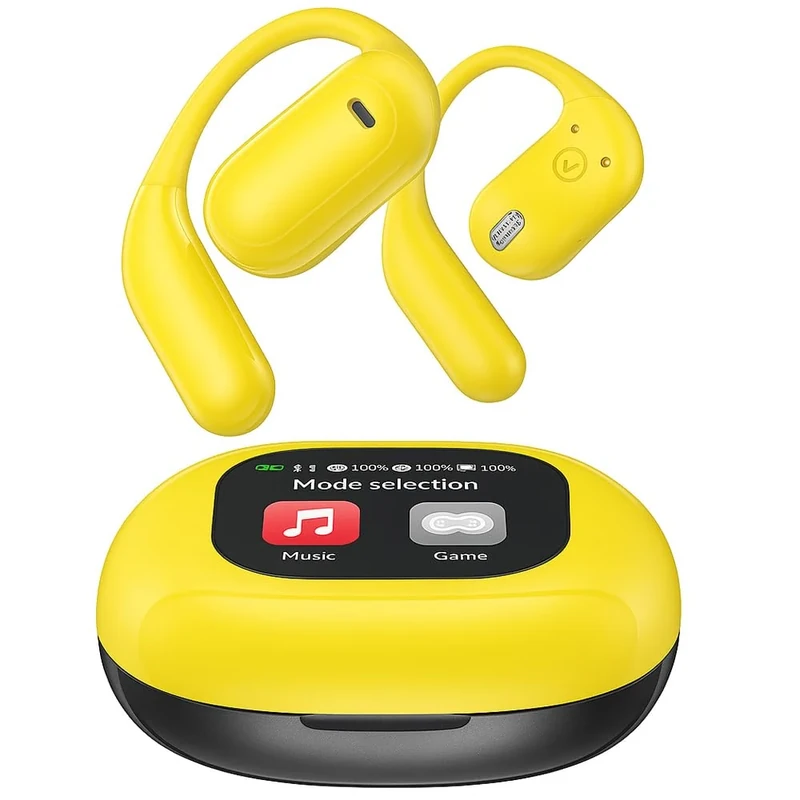 EUQQ Ultra Open Ear Headphones - Wireless Bone Conduction Earbuds, Bluetooth 5.4 Connection, IPX Waterproof Design, Wraparound Hooks for Sports and Outdoor Running, Yellow