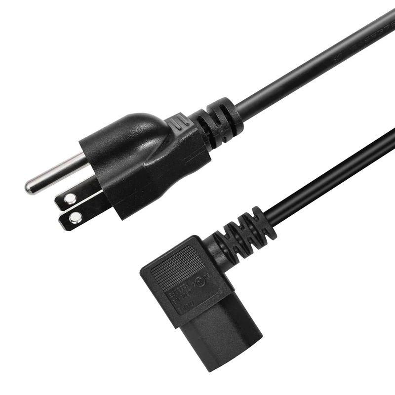 3 Prong leght Angle Power Cable 6ft Heavy Duty AC Cables forC13 Angle Type Cable, 90 Degree Power Cable, 3 Pin Connector, Universal Power Cord, 14AWG
