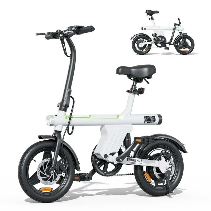 Flydone Mini Electric Bike for Adults, 500W Peak Motor 20 mph Folding E-Bikes, 14" Adult Electric Bicycles with Smart Uphill 36v 7.8AH Battery E Bike for Teens,White