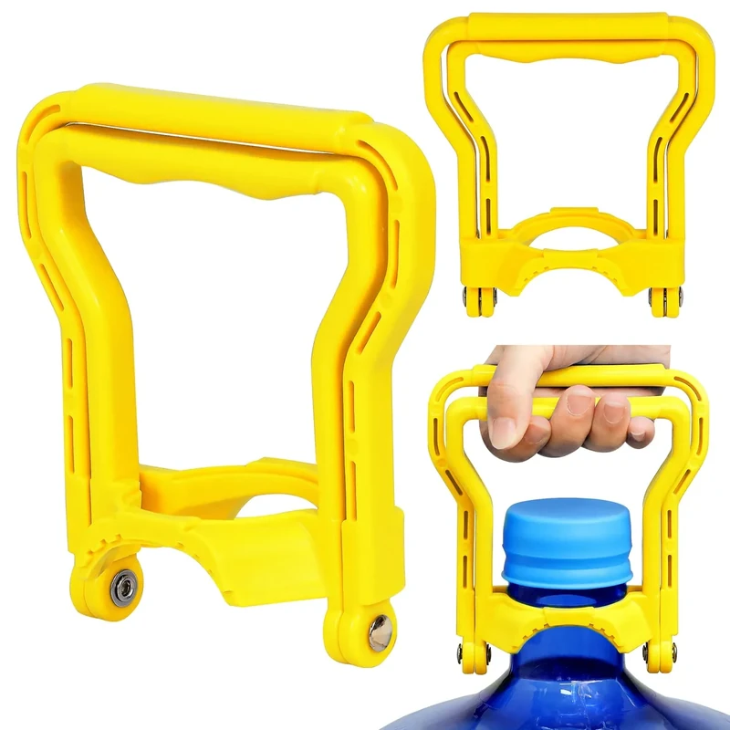 5 Gallon Water Bottle Handle, 2-Pack Yellow Heavy-Duty Water Jug Holder for Easy Carrying, Dual-Mode Design (Single/Dual-Person Lift), Ergonomic Grip – Fits Standard 5-Gallon Jugs