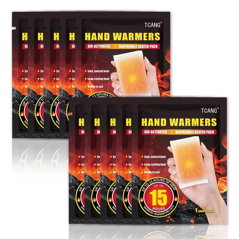 10 Pack Hand Warmers Disposable - Up to 15 Hours of Heat - Super Long Lasting Air Activated Warmers, All Natural & Portable for Body, Hands & Toes - Odorless Hot Warmer Gifts for Winter Work