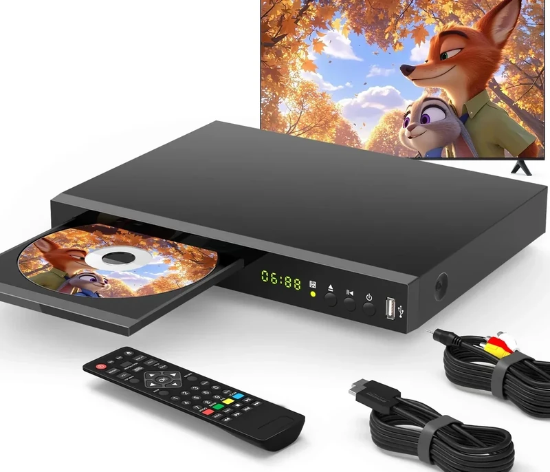 Blu Ray DVD Player Dolby Digital TrueHD/DTS and 1080P Full HD, Play All DVDs and Region A 1 Blu-Rays, Support Max 128G USB Flash Drive + HDMI/AV/Coaxial Output + Built-in PAL/NTSC with HDMI/AV Cable