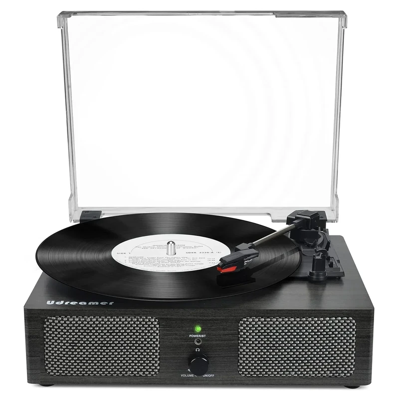 Udreamer Wireless Turntable with Speakers, Bluetooth/USB - 3 Speed
